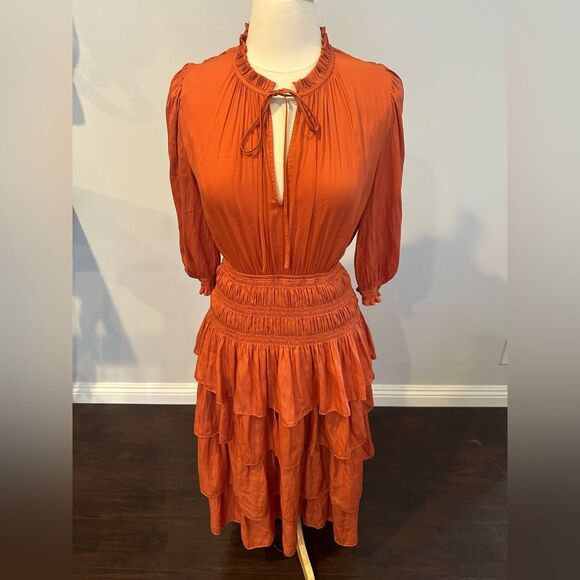 Maje Dresses & Skirts - Maje Maxi Mock Neck Orange Dress-Size 40 large